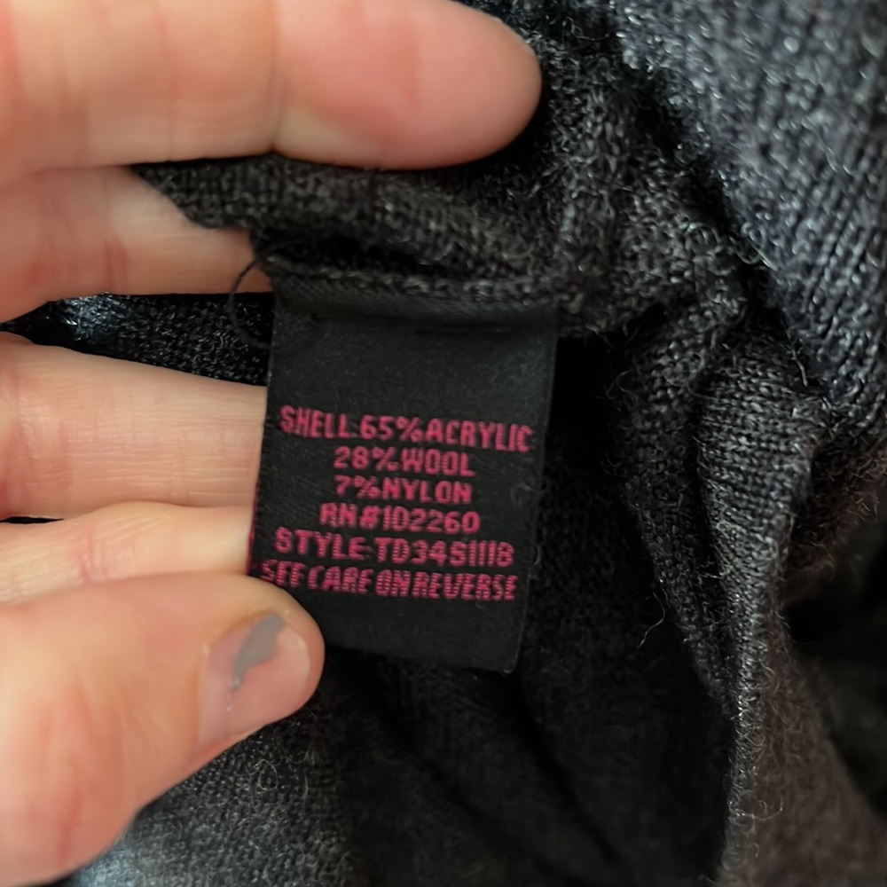 3/$20 Vintage BB Dakota Dark Gray Fit & Flare Mock Turtleneck Sweater Size 1/S - Picture 5 of 5